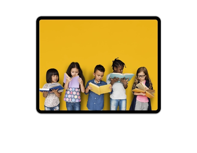 Children reading illustrated books